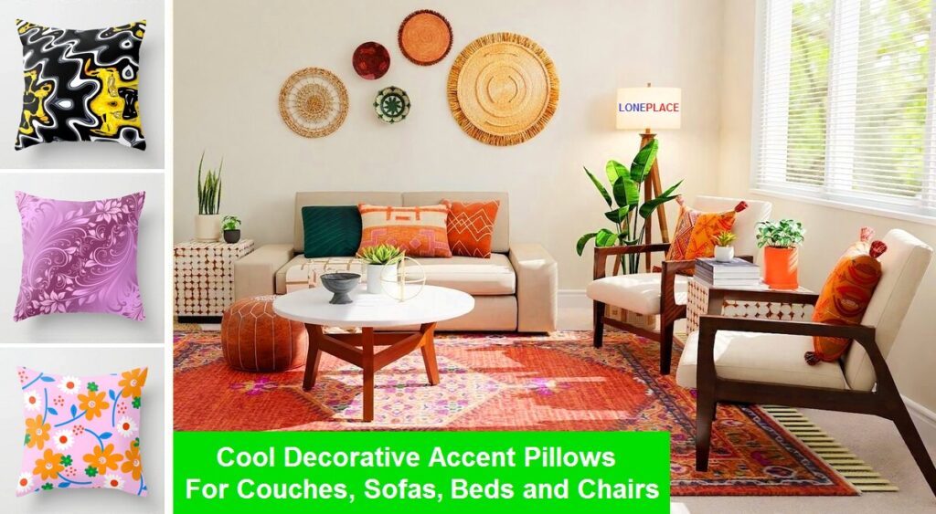 Accent pillows for couch, sofa and bed