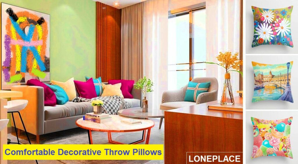 colorful throw pillows for beds and sofas