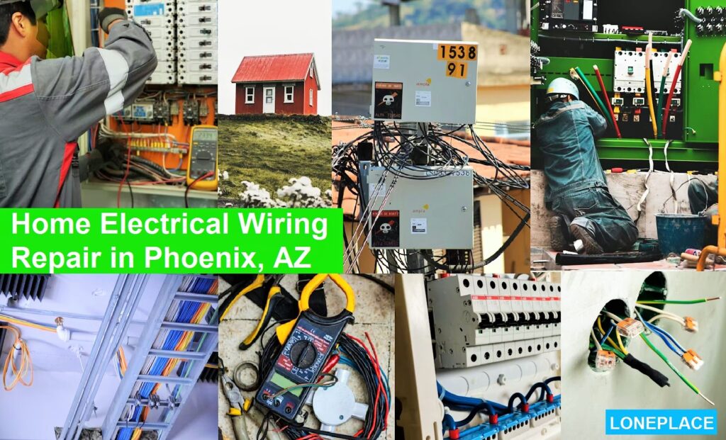 Licensed electrician performing home electrical wiring repair in Phoenix, Arizona, ensuring safety and compliance with local codes.